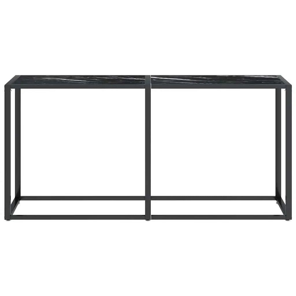 Console Table 160cm Black Marble Top Tempered Glass Steel Frame Living Room End Table