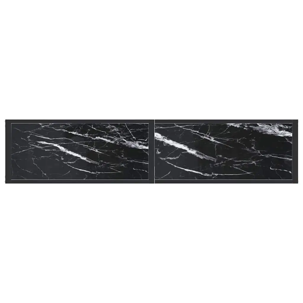 Console Table 160cm Black Marble Top Tempered Glass Steel Frame Living Room End Table