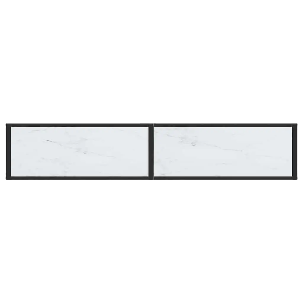 Console Table 180cm White Marble Top Tempered Glass Powder Coated Steel Frame