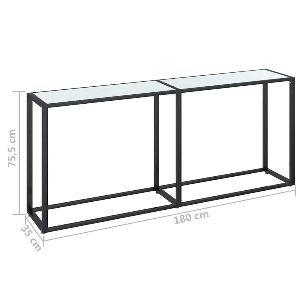 Console Table 180cm White Marble Top Tempered Glass Powder Coated Steel Frame