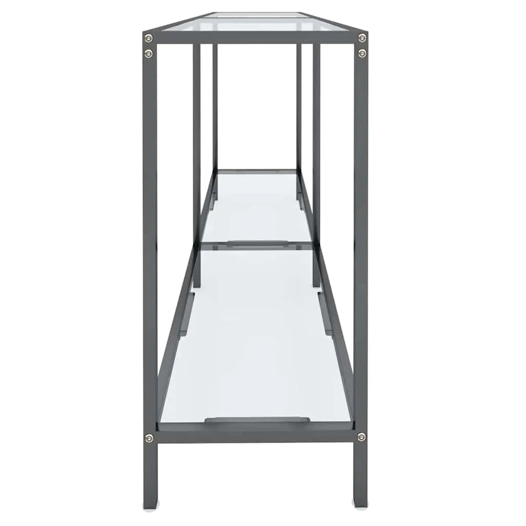 Tempered Glass Console Table 140cm with Shelf Storage Living Room Accent Furniture