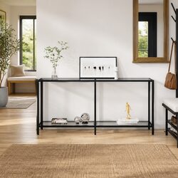 Console Table Tempered Glass Transparent End Table Living Room Accent Shelf