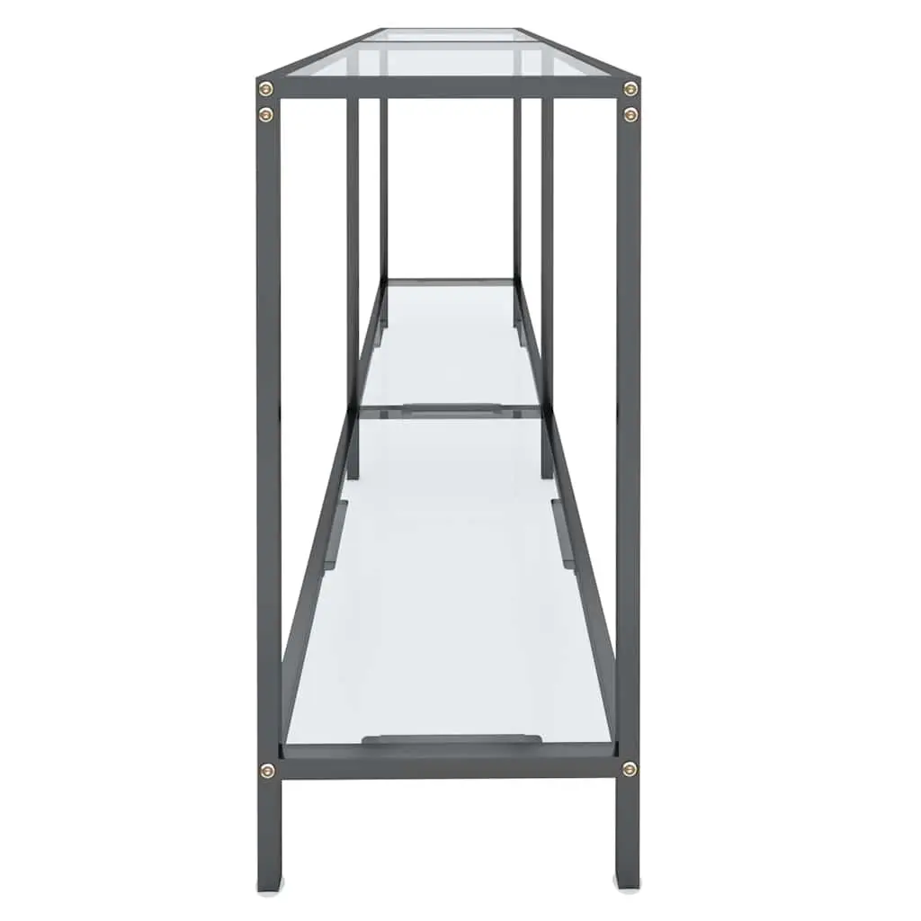 Console Table Tempered Glass Transparent End Table Living Room Accent Shelf