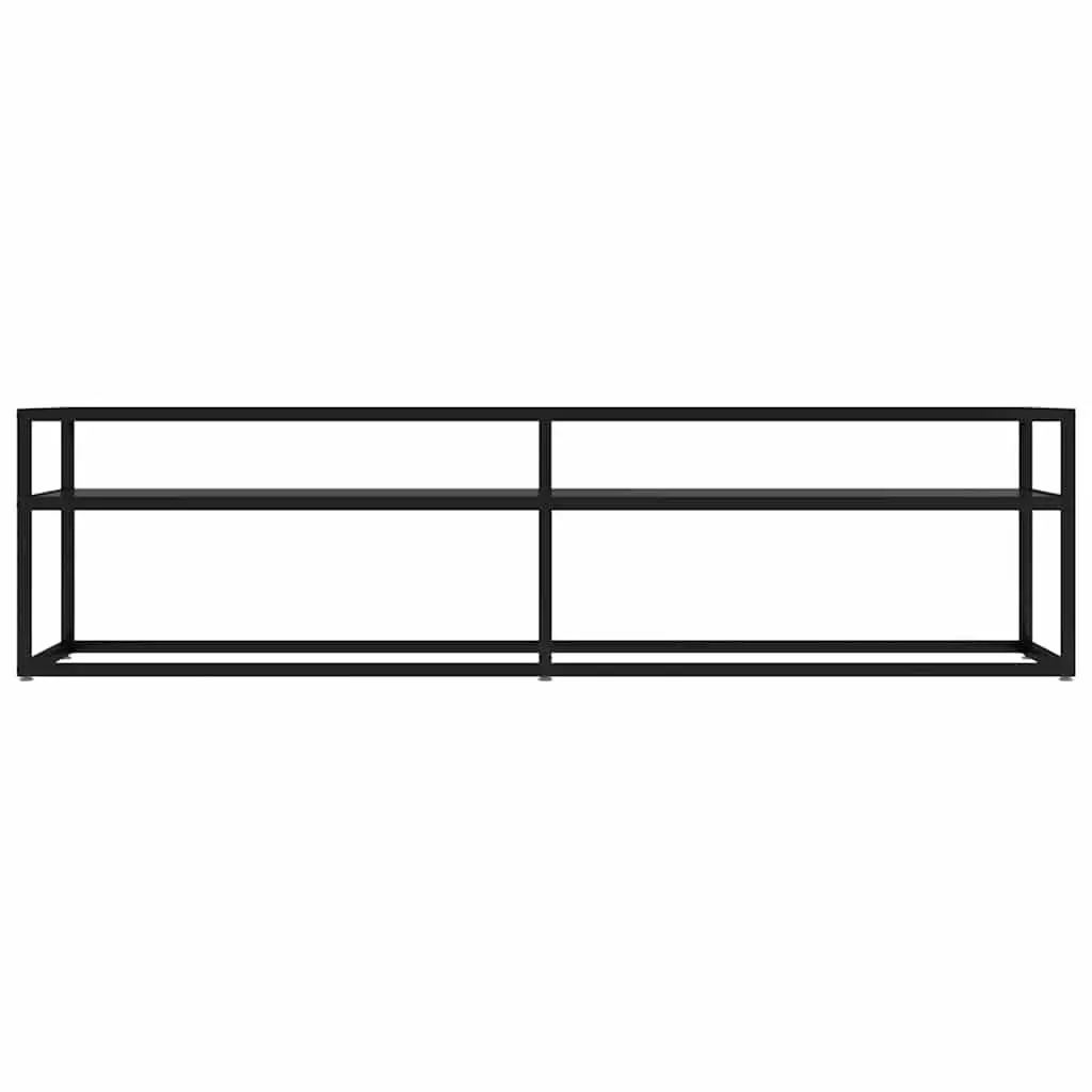 TV Cabinet 160cm Black Tempered Glass Media Console Storage Furniture