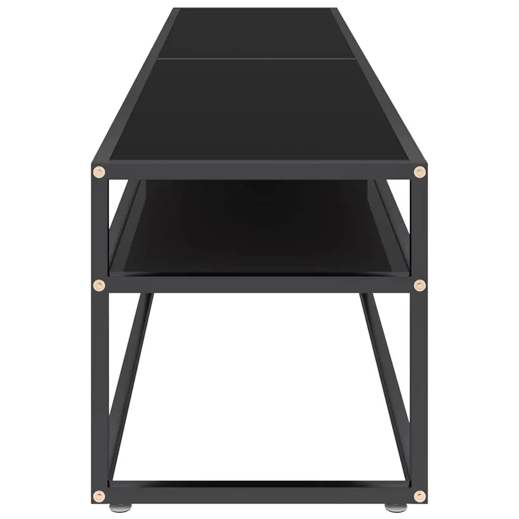 TV Cabinet Black Glass Shelving Unit Living Room Entertainment Storage Furniture