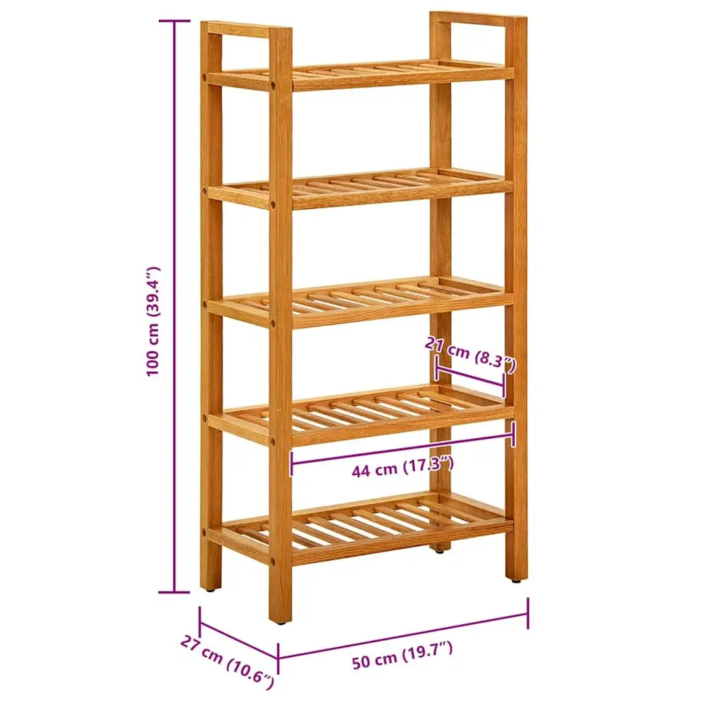 Shoe Rack 5 Shelves Brown Wooden Storage Organiser for Hallway Entryway
