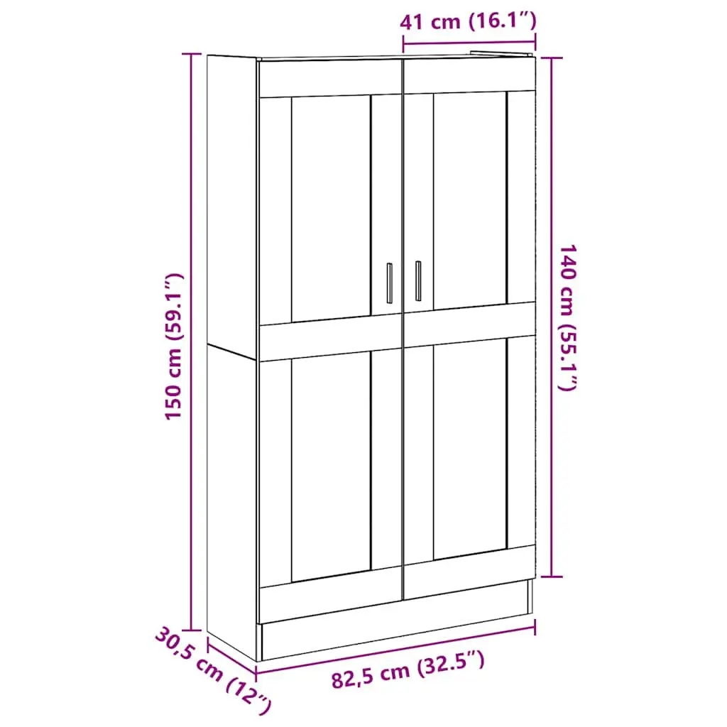 Highboard 150cm Engineered Wood Storage Cabinet Brown