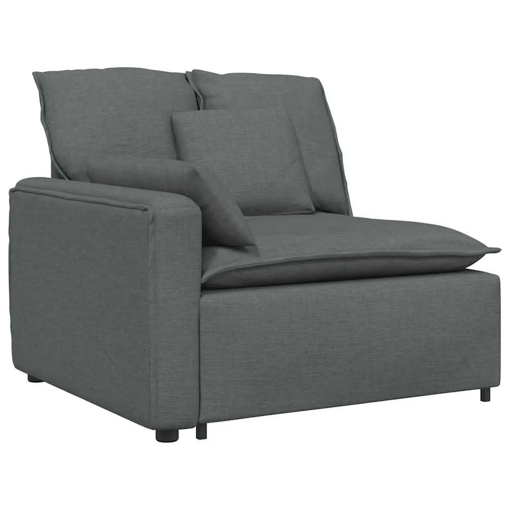 Modular Sectional Sofa Three-Seater Grey Soft Fabric Upholstery Customizable Seating