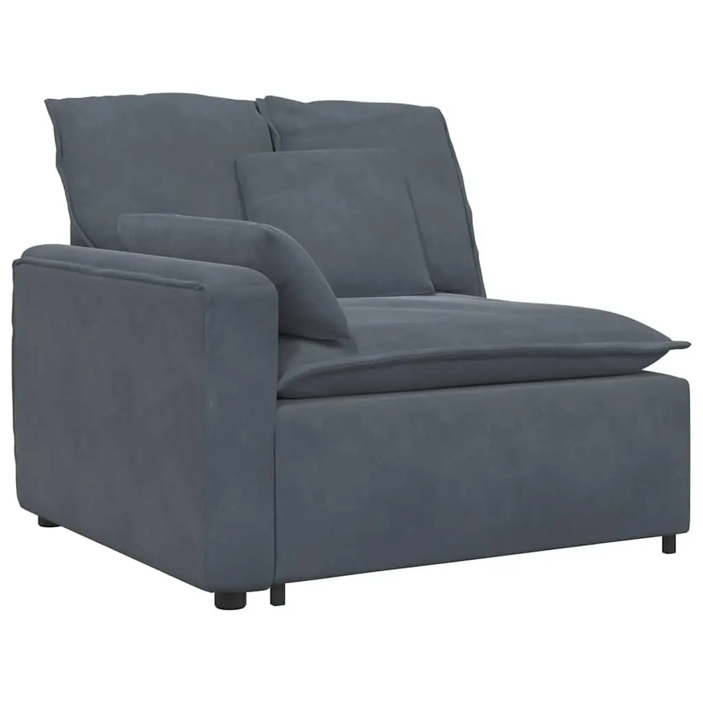 Modular Sofa Sectional Unit Three Sections Grey Velvet Cushions