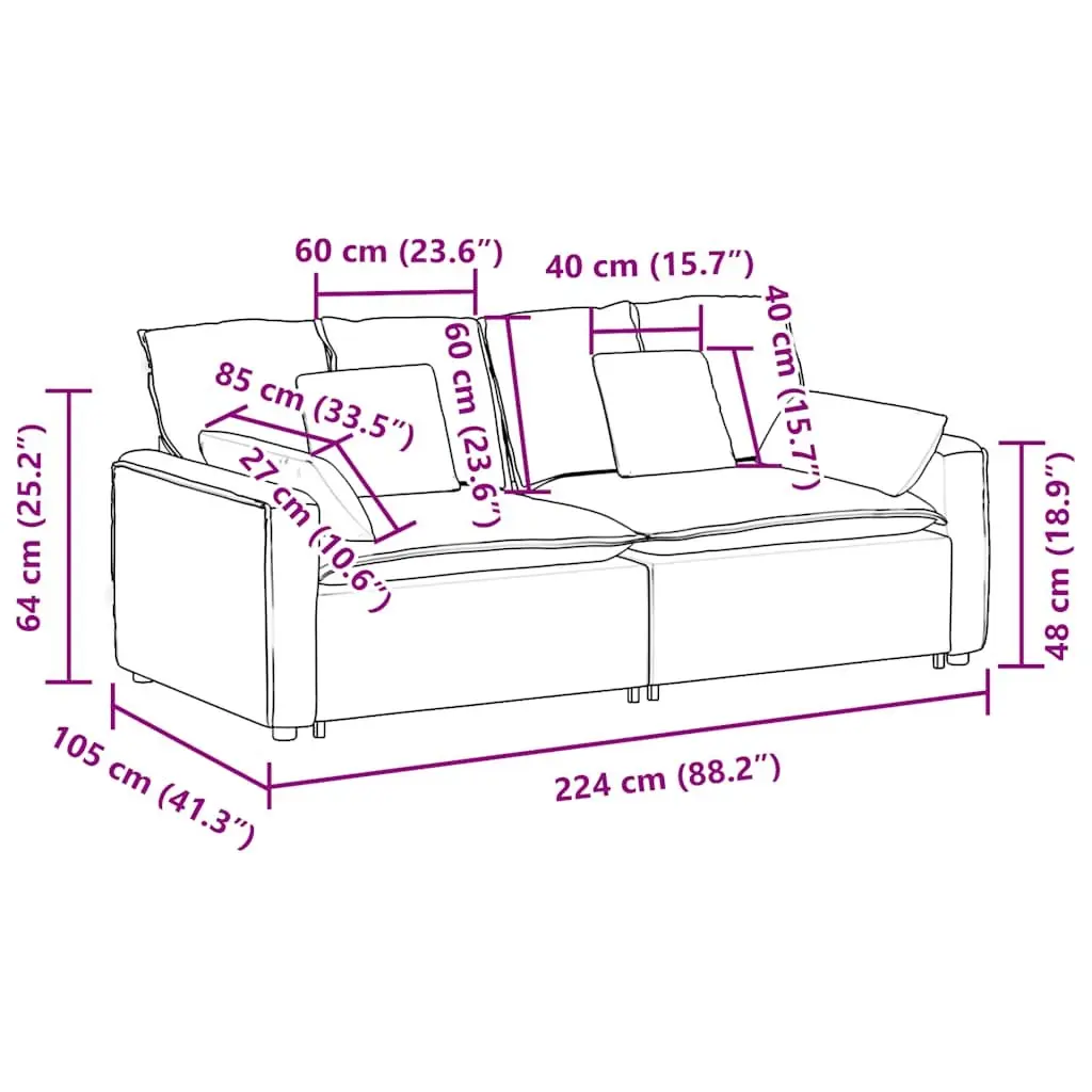 Modular Sofa Dark Grey Reconfigurable Sectional with Cushions