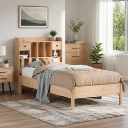 90x190cm Bookcase Bed Frame for Cozy Bedrooms