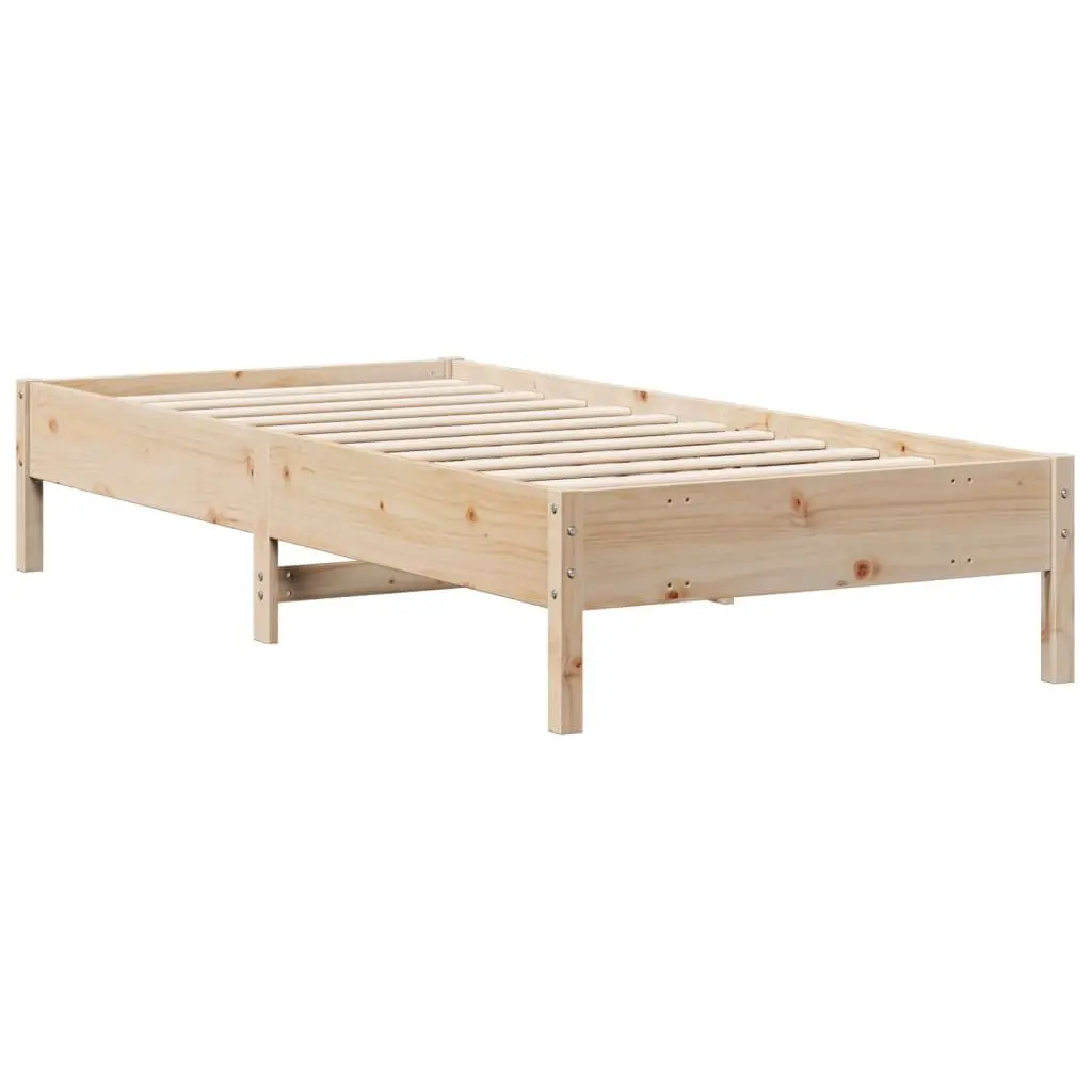 Bookcase Bed Frame 90x190cm Solid Pine Wood Integrated Storage Slatted Base