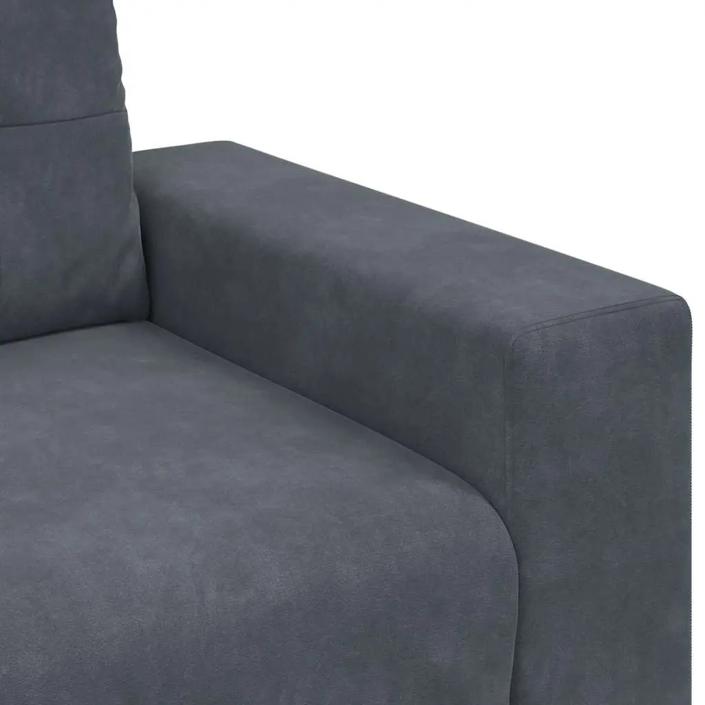 Grey Velvet Modern Lounge Suite 3 Piece Set 2 Seater Armchair Sofa
