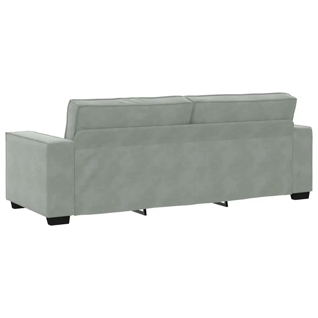 2 Piece Sofa Set Grey Velvet Soft Upholstery Thickly Padded Seating Wide Armrests
