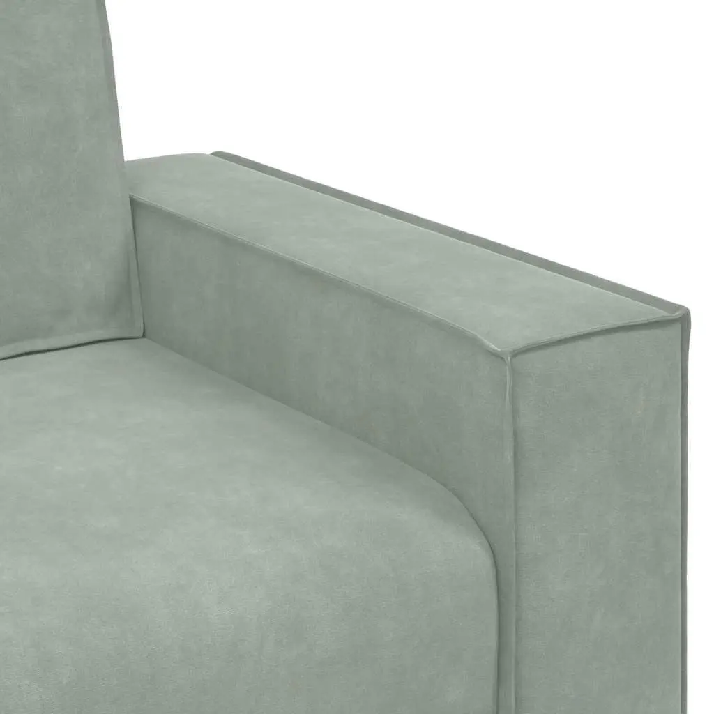 2 Piece Sofa Set Grey Velvet Soft Upholstery Thickly Padded Seating Wide Armrests