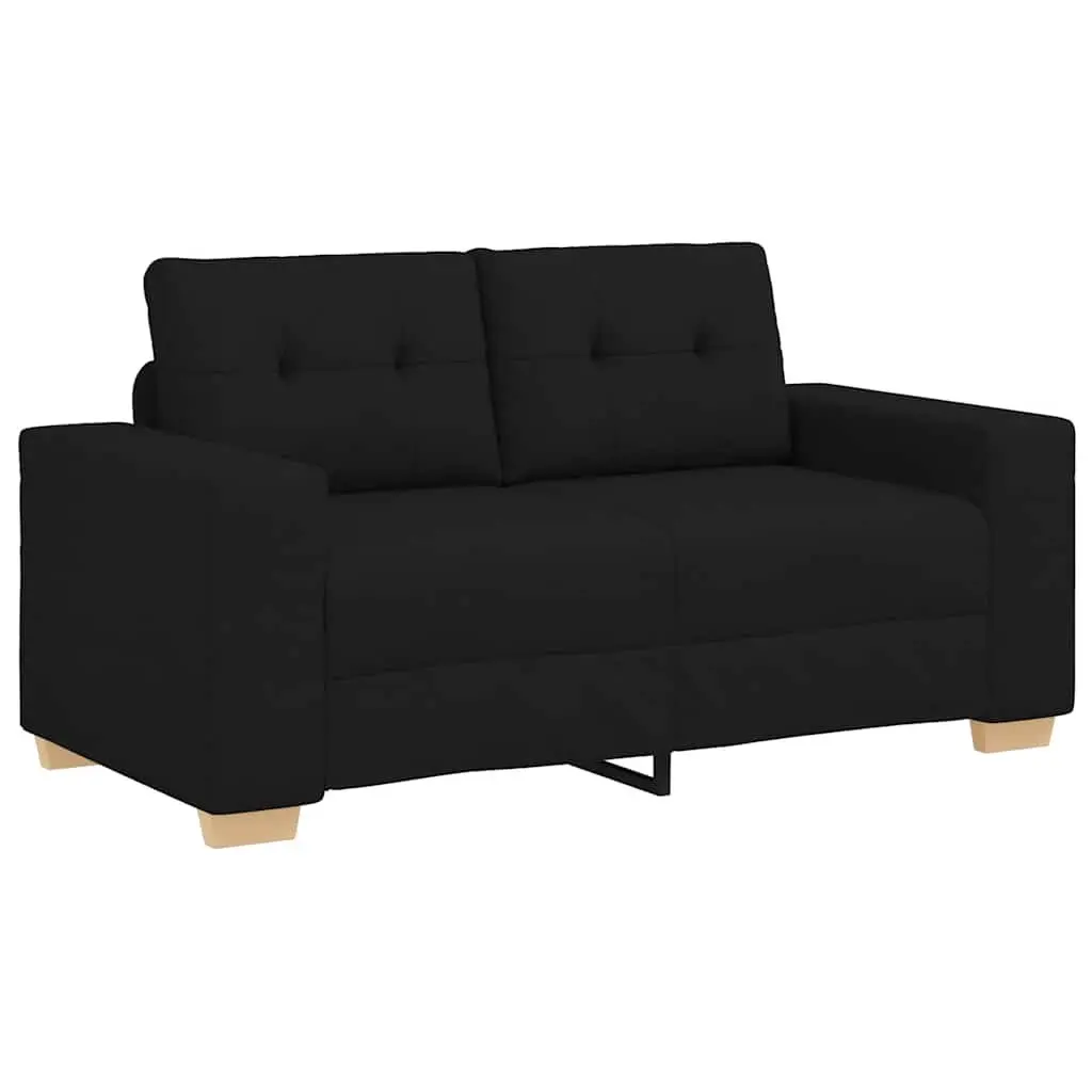 BlackFabricSofaSet2PieceComfortableSeatingwithCushionsforLivingRoom
