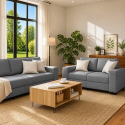 Elevate Your Space with a Chic 2 Piece Grey Sofa Set