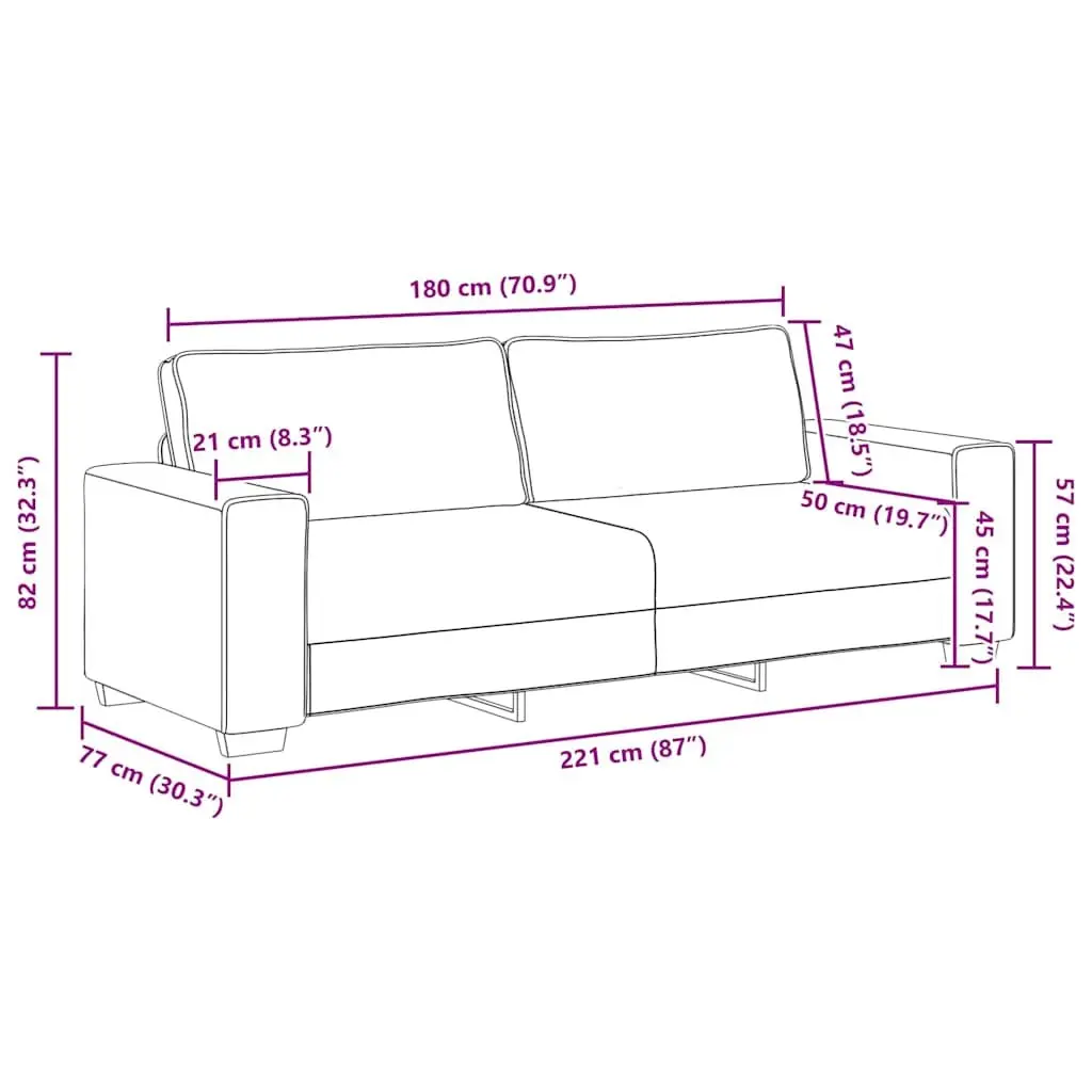 2 Piece Sofa Set Black Fabric Durable Polyester Upholstered Frame Thickly Padded Seat Backrest Armrests