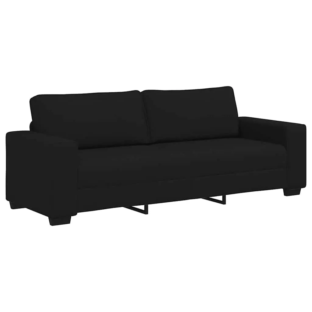 2 Piece Sofa Set Black Fabric Durable Polyester Upholstered Frame Thickly Padded Seat Backrest Armrests