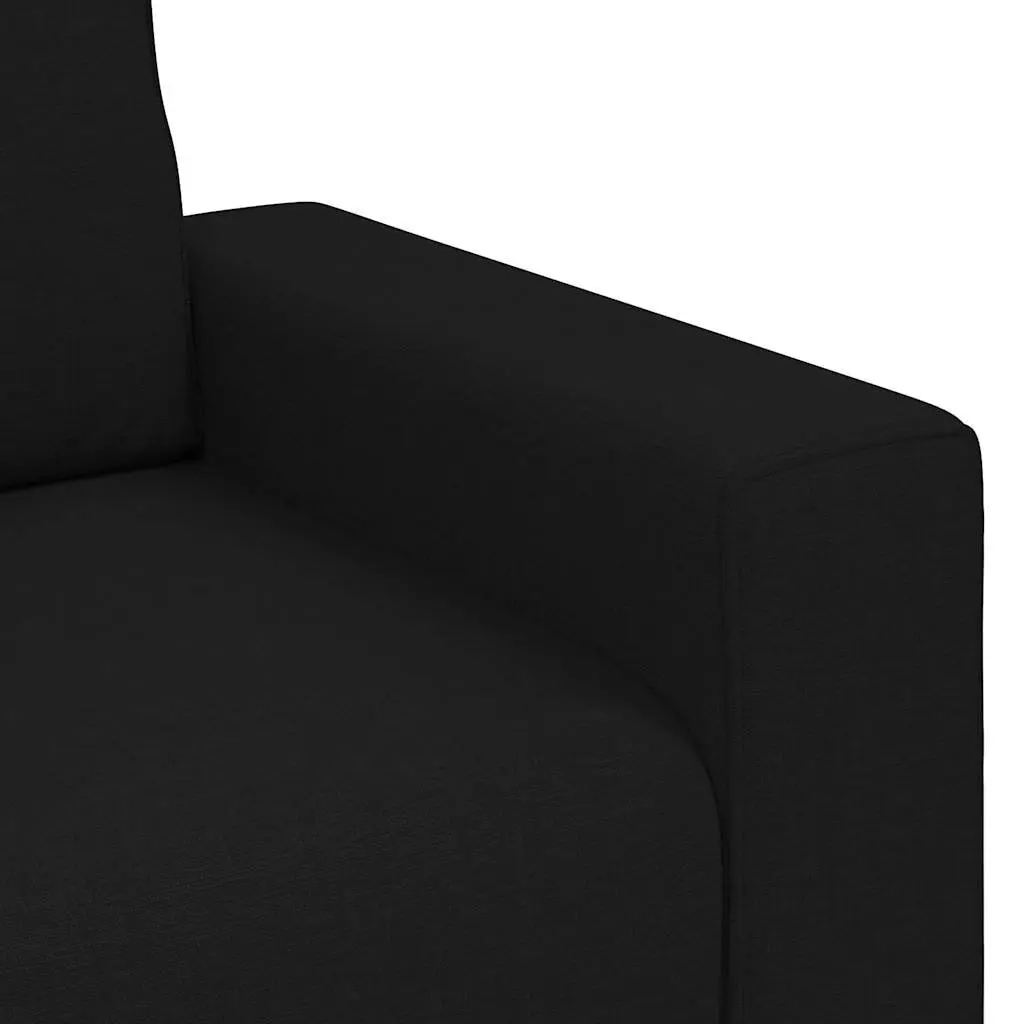 2 Piece Sofa Set Black Fabric Durable Polyester Upholstered Frame Thickly Padded Seat Backrest Armrests