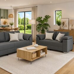 Modern Fabric Sofa 2-Seater Grey Lounge Couch Living Room Furniture