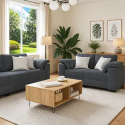 Elevate Your Space with Grey Velvet 2 Piece Sofa Set