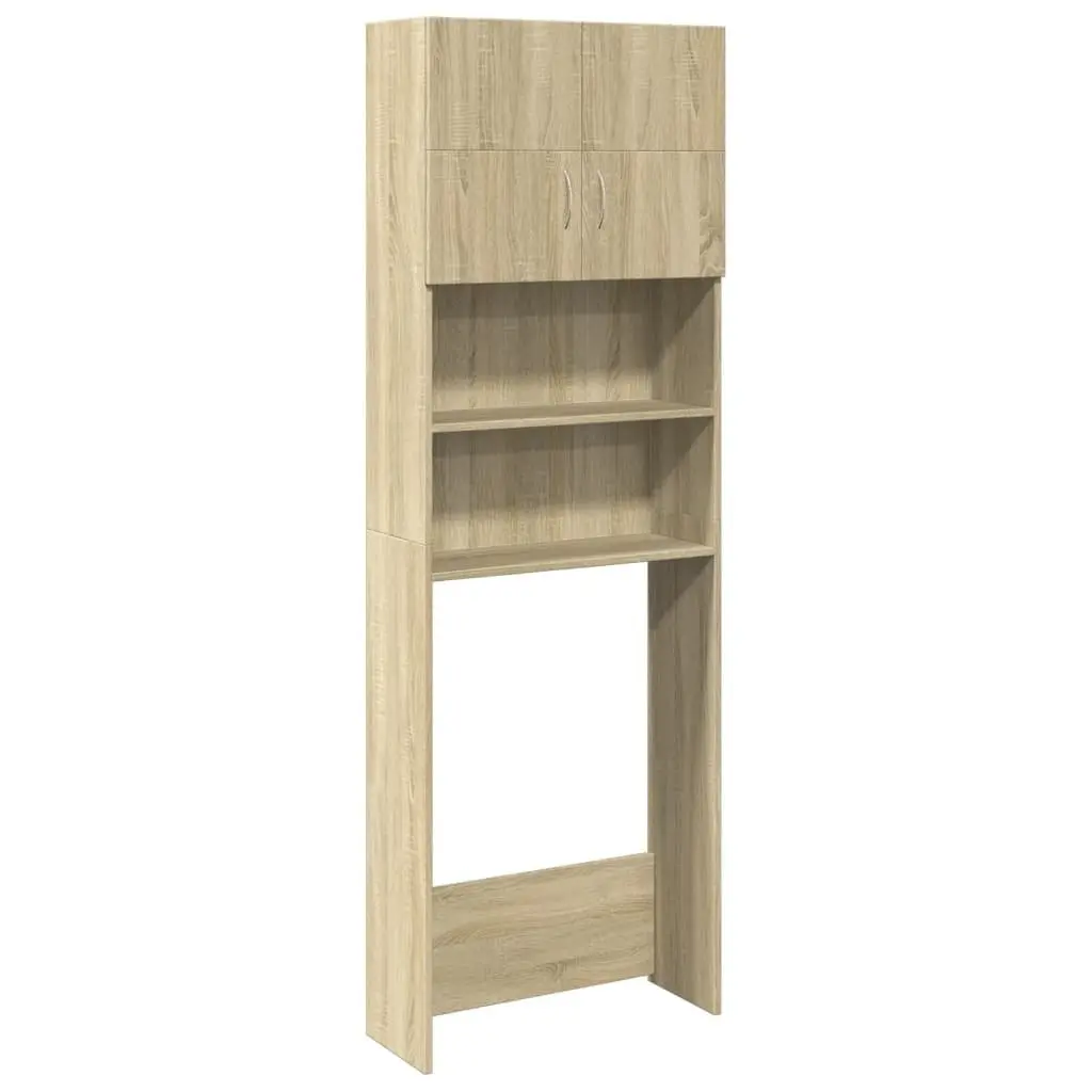 Bathroom Furniture Set 2pcs Sonoma Oak Storage Cabinet Above Washing Machine