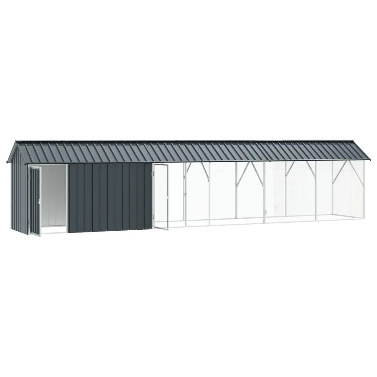 Bird Cage Large Outdoor Rectangular Galvanised Steel Anthracite 630x103x142cm