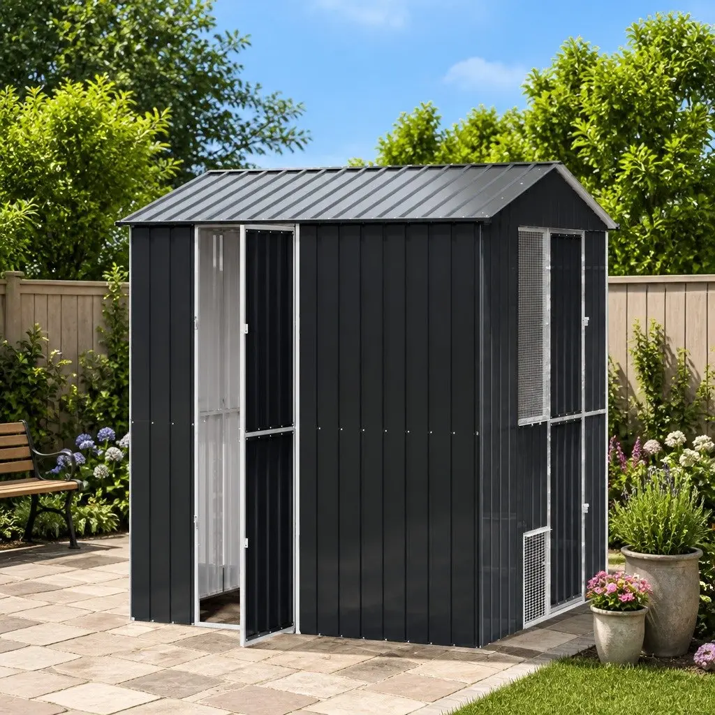 Bird Cage Outdoor Anthracite 215 x 210 x 247 cm Galvanised Steel Garden Aviary