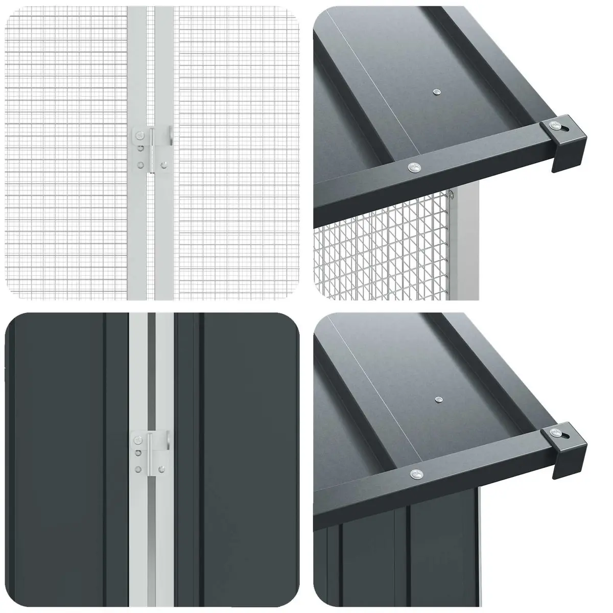 Outdoor Bird Cage Anthracite Galvanised Steel Rectangular Garden Aviary Large