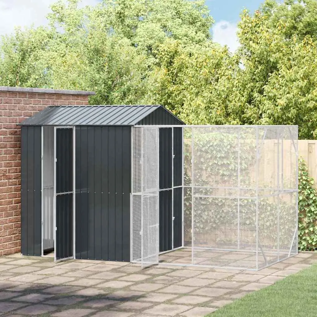 Outdoor Bird Cage Large Rectangular Galvanised Steel Anthracite Weather Resistant Garden Aviary