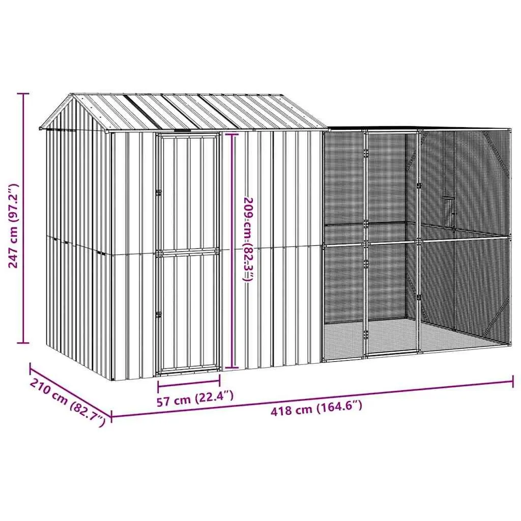 Outdoor Bird Cage Large Rectangular Galvanised Steel Anthracite Weather Resistant Garden Aviary