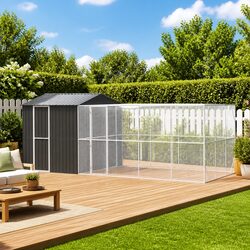 Outdoor Bird Cage Rectangular Anthracite Galvanised Steel Garden Aviary Shelter