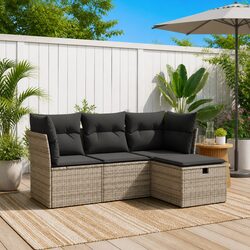 Modular Grey Outdoor Furniture Set 4 Pieces for Gardens