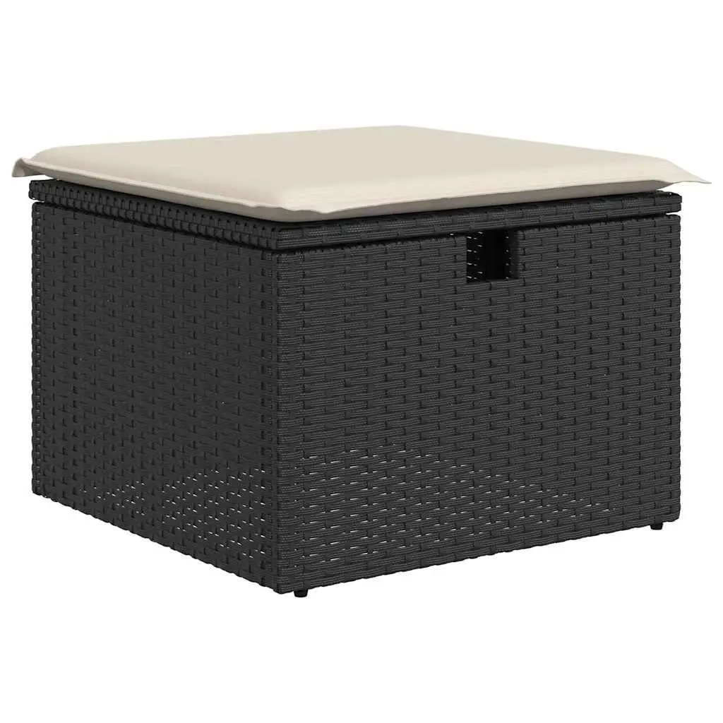 Garden Sofa Set 8 Piece Outdoor Furniture Black Poly Rattan Modular Patio