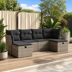Stylish 6-Piece Outdoor Modular Sofa Set in Grey