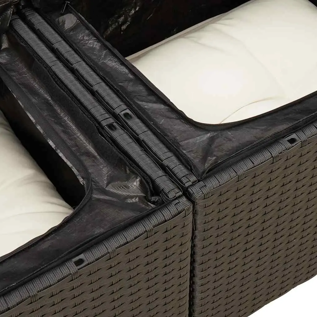 Garden Sofa Set 5 Piece Black Poly Rattan Outdoor Furniture with Storage and Removable Cushion Covers
