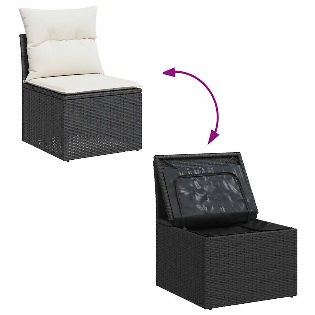 Outdoor Garden Sofa Set 6 Piece Black Poly Rattan Modular Patio Furniture