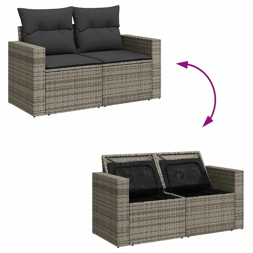 Garden Sofa Set 8 Piece Outdoor Furniture Grey Poly Rattan Modular Patio Lounge
