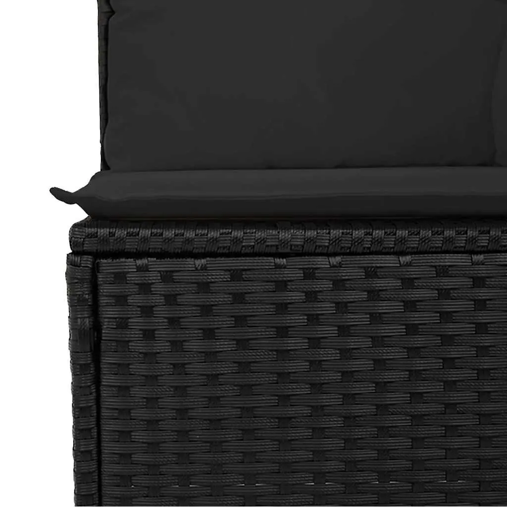 Garden Sofa Set 8 Piece Modular PE Rattan Black Outdoor Furniture with Storage Bag