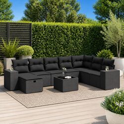 Stylish 9 Piece Outdoor Garden Sofa Set in Black