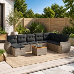 Modular Grey 9 Piece Garden Sofa Set for Outdoor Spaces