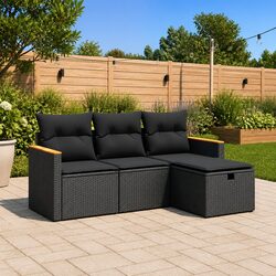 Outdoor Patio Lounge Set: Stylish 4 Piece Sofa with Cushions