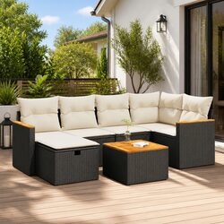 Enhance Your Patio with 7-Piece Black Sofa Set
