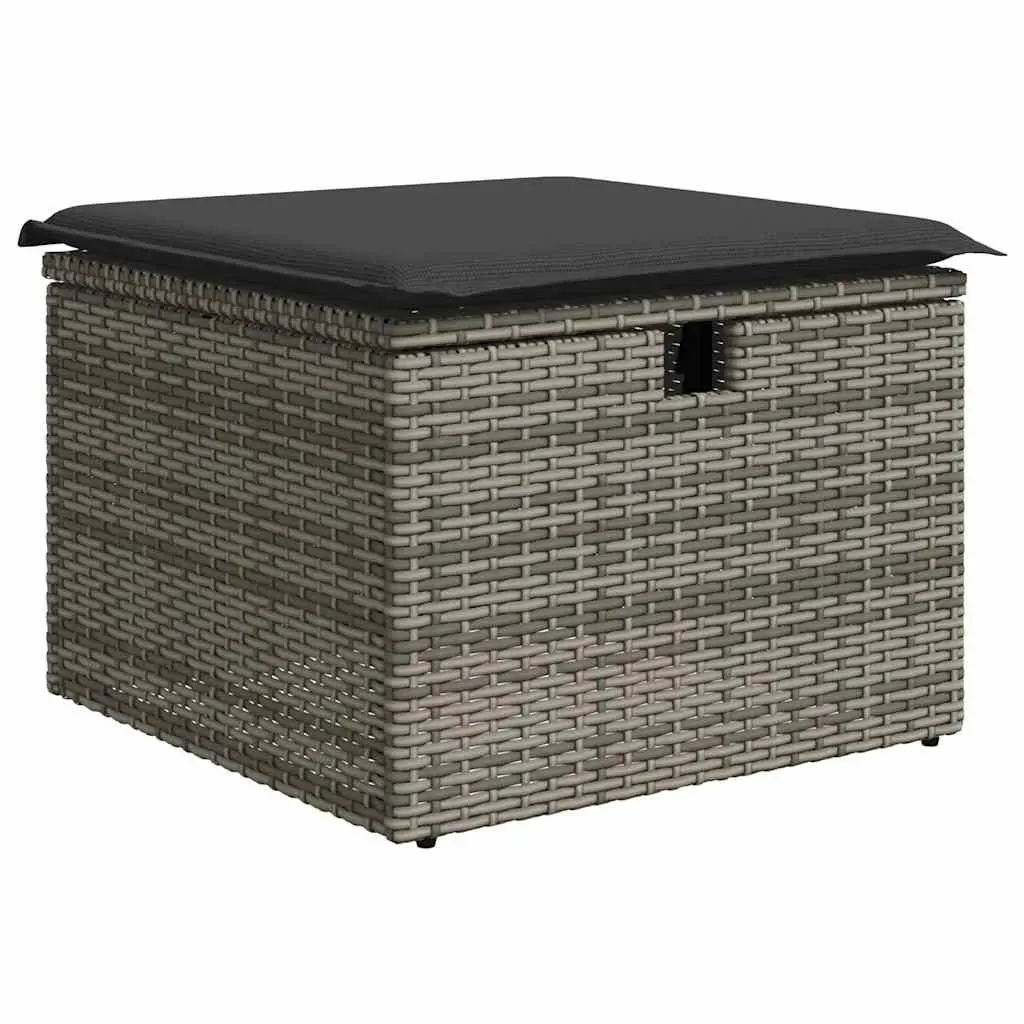 Outdoor Sofa Set 6 Pieces Grey Poly Rattan Cushions with Storage Bags