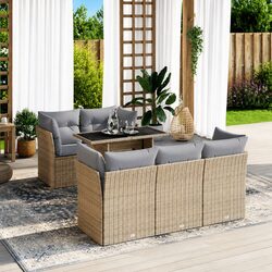 Enhance Your Patio with 6 Piece Beige Garden Sofa Set