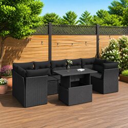 Enhance Your Outdoor Space with This 8-Piece Black Sofa Set