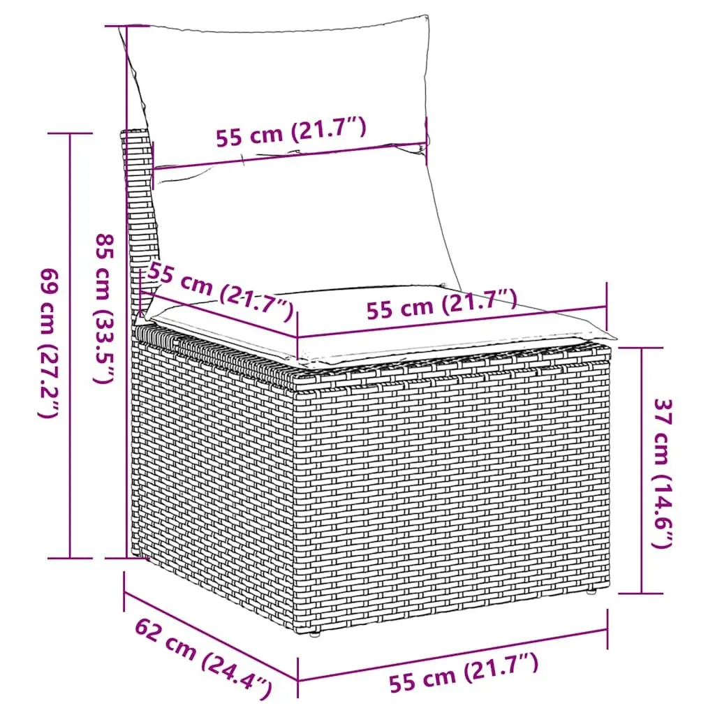 8 Piece Grey Outdoor Sofa Set Poly Rattan with Adjustable Table and Storage Compartments