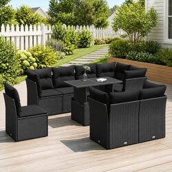 Garden Sofa Set 9 Piece Outdoor Furniture Patio Lounge with Cushions Storage