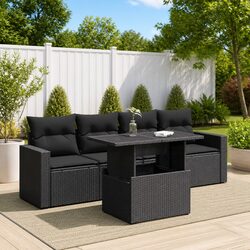 Comfortable 5-Piece Outdoor Lounge Sofa Set - Black
